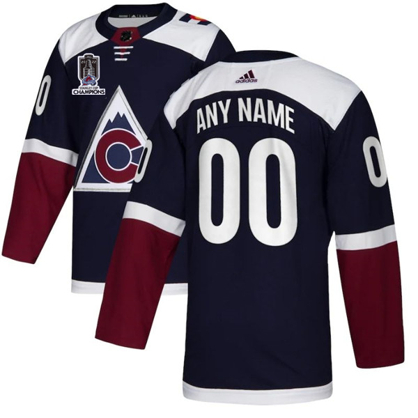 Men's Colorado Avalanche Avtive Player Custom 2022 Navy Stanley Cup Champions Patch Stitched Jersey